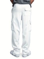 Men's Elastic Waist Cargo Pants with Pockets - Comfortable Sweatpants