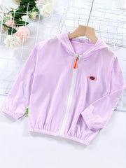 Girls Sunscreen Rash Guard Hoodie With Assorted Colors Ice Silk Outfit
