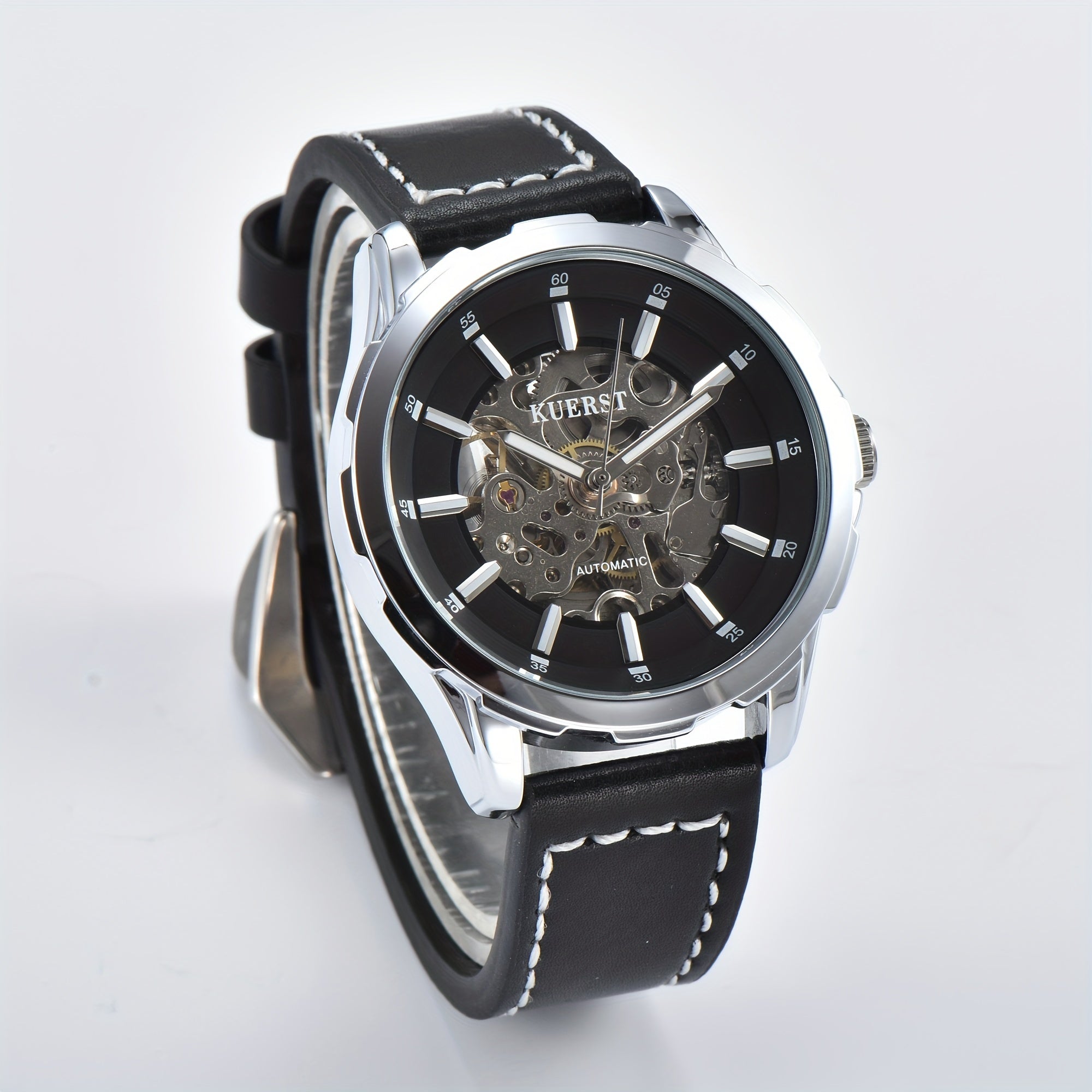 KUERST Teenager's Watch Men's Automatic Mechanical Watch Classic Hollow Luminous