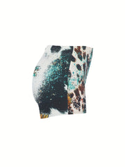 Leopard Cross Print Skinny Shorts for Women