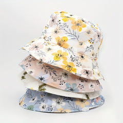 Pink Flower Print Bucket Hat Mesh Breathable Casual Basin Hat Lightweight Sunscr