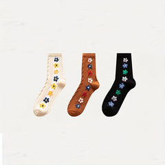 5 Pairs Floral Print Mid Tube Socks Women's Stockings