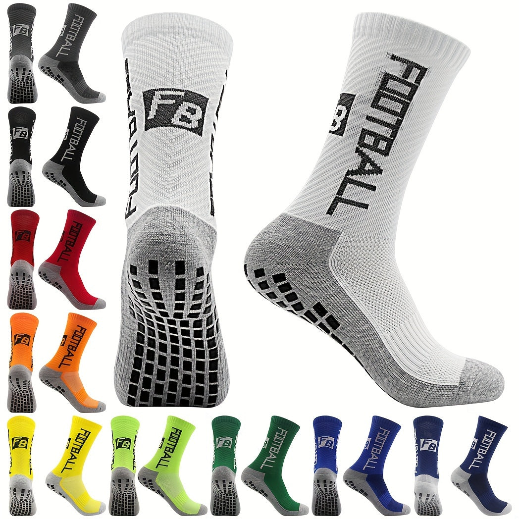 Non Slip Football Socks with Grip Pads, Breathable and Sweat-Absorbing