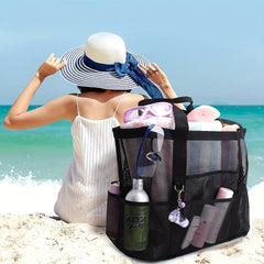 Mesh Clear Pocket Large Capacity Beach Bag Lightweight Storage Bag