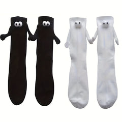 3 Pairs Creative Sweat-absorbing Mid-calf Socks with 3D Magnetic Dolls