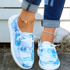 Women's Tie Dye Boat Shoes Lightweight Lace Up Sneakers