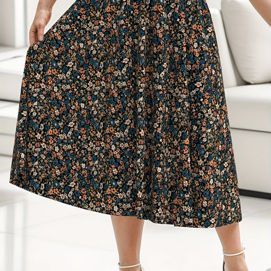 Women's Plus Ditsy Floral Print Maxi Skirt