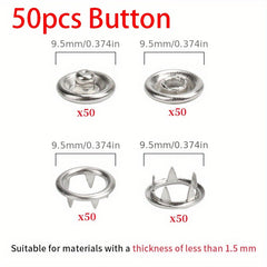 Snap Fasteners Kit Hollow & Solid Metal Prong Snaps Buttons Sewing Access