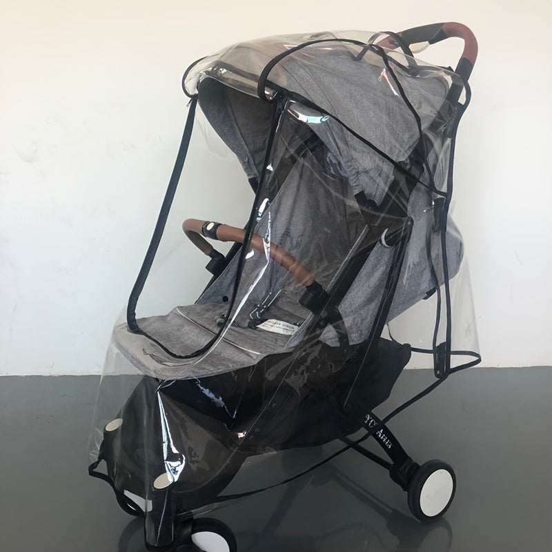 Stroller Rain Cover Transparent Zipper Raincoat Windproof Cold Proof