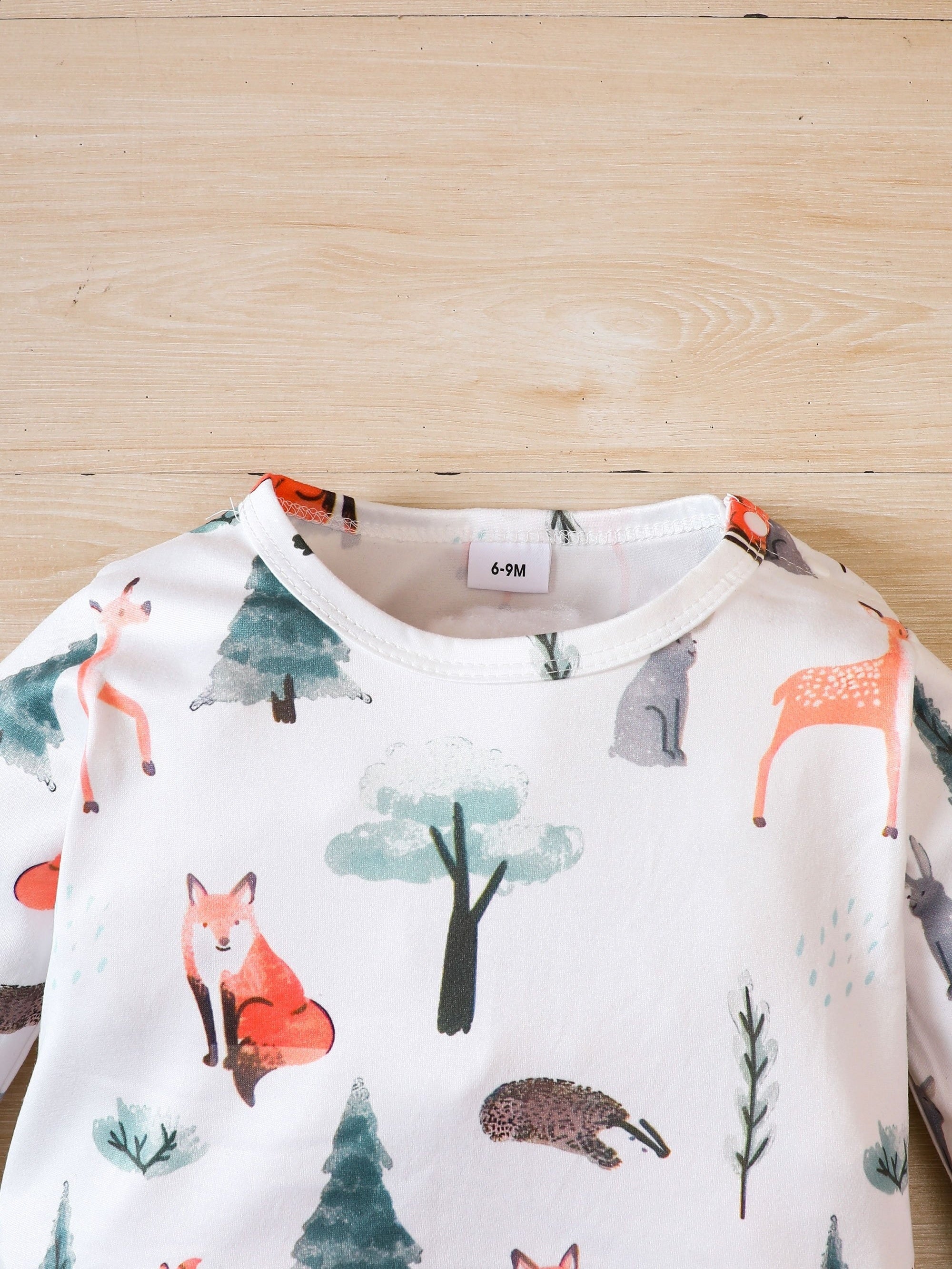 Baby Long Sleeve Cartoon Animal Graphic Romper