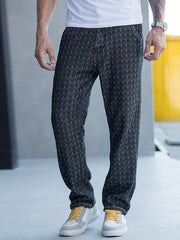 Men's Plaid Pattern Denim Jeans With Pockets