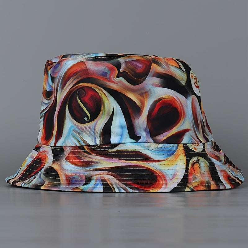 Vintage Reversible Bucket Hat Unisex Musical Note Print Lightweight Sun Hat