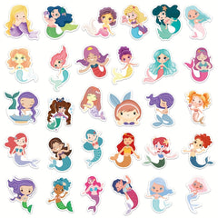 50 Mermaid Stickers For Girls - Mermaid Decals For Laptop Cups Water Bottles