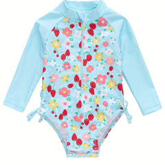 Baby Girls Floral Zipper One Piece Swimsuit