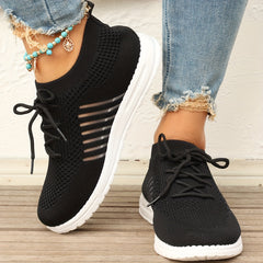 Women's Breathable Mesh Sneakers Lace Up Outdoor Shoes Lightweight Walking Shoes