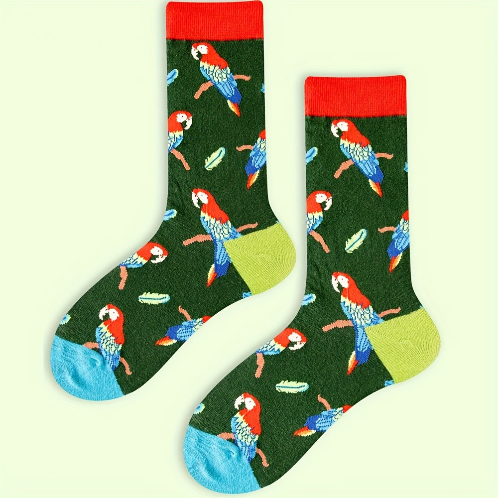 Parrot Pattern Socks & Funny Mid Tube Socks Women's Stockings
