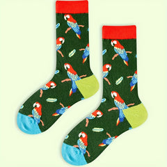 Parrot Pattern Socks & Funny Mid Tube Socks Women's Stockings