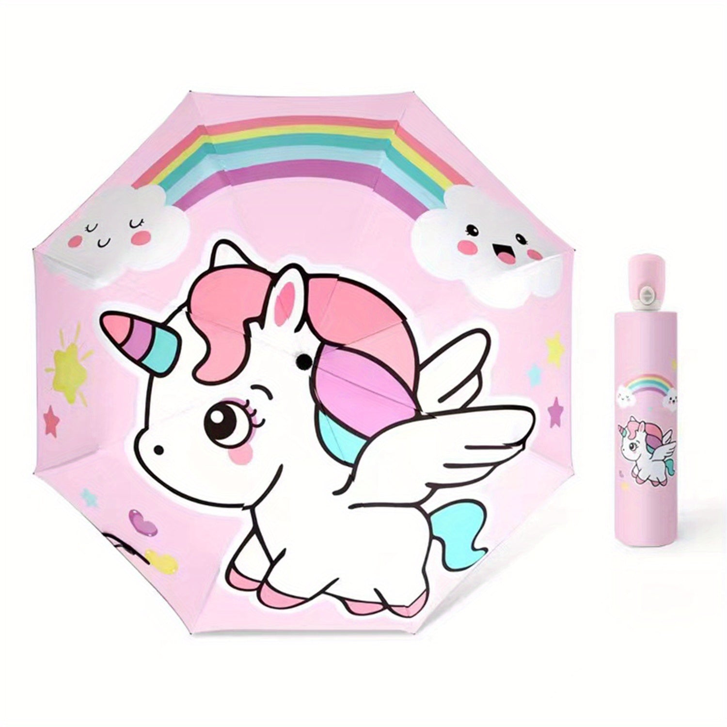 Portable Cartoon Animal Folding Umbrella for Kids, Windproof UV Protection