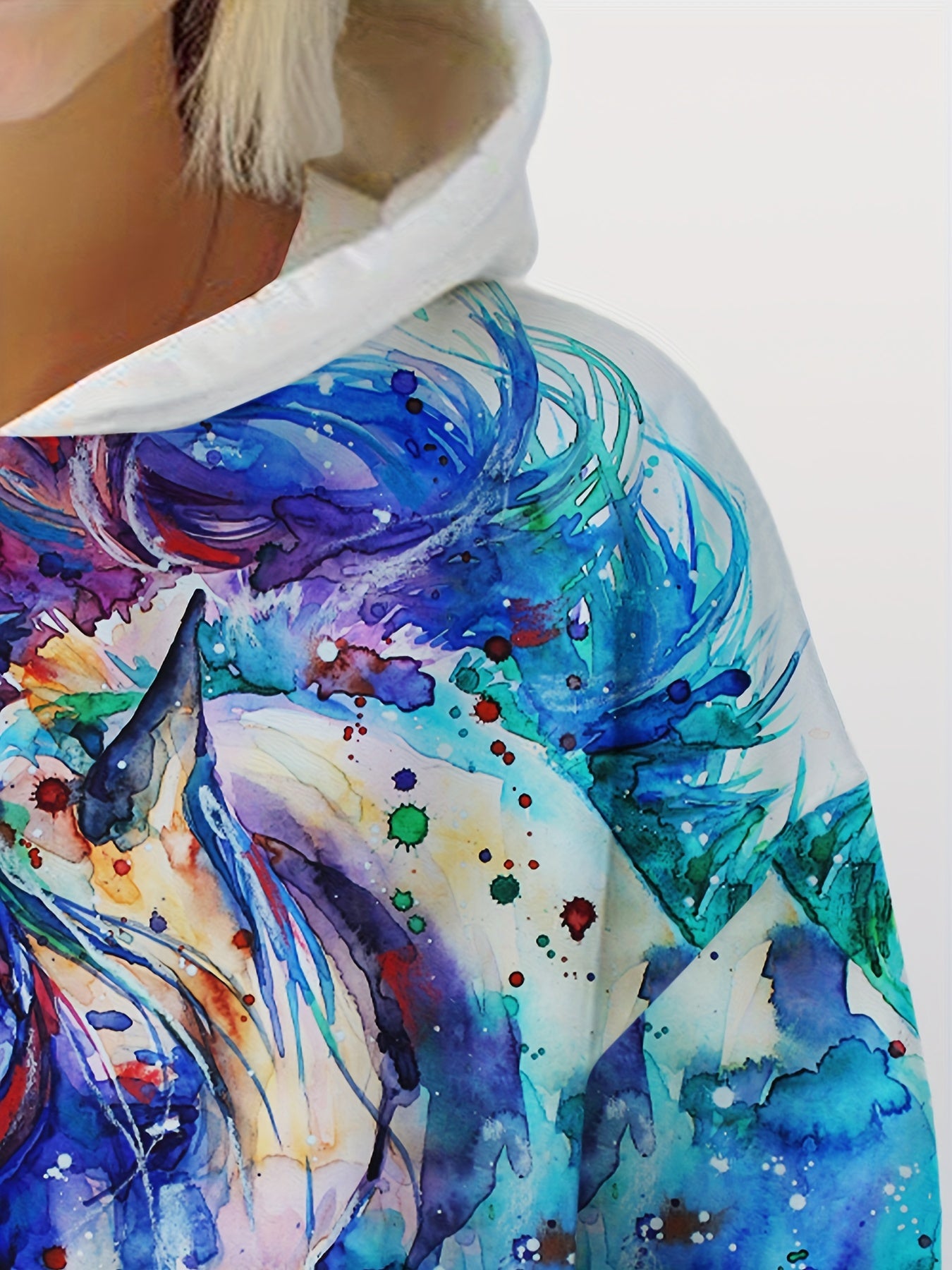 Tie Dye Horse Long Sleeve Hoodie