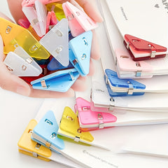 10 Mixed Office Triangle Book Clips Colorful Plastic Folders