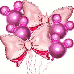 6pcs Cartoon Character Birthday Balloons Pink Bow Balloon Party Decoration