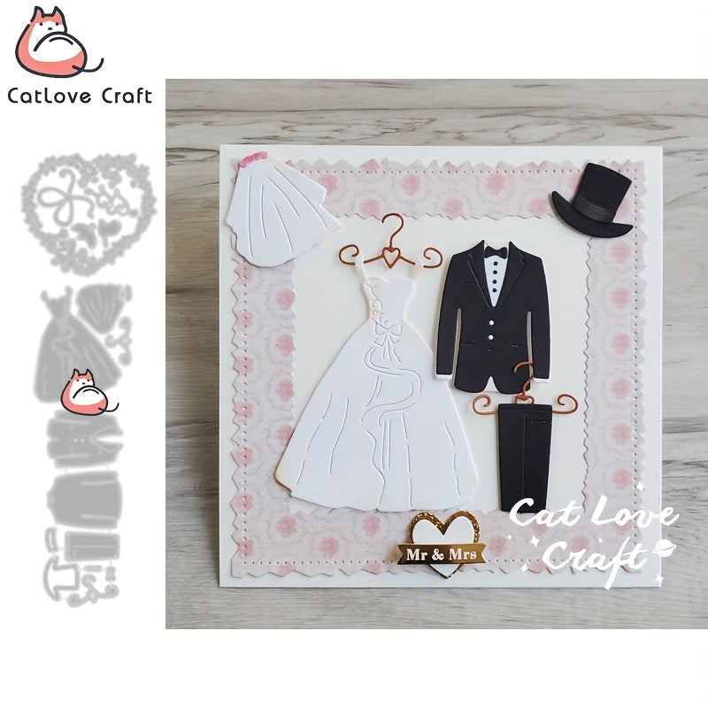 Metal Cutting Stencil Bride & Groom Dress Die For Card Decoration