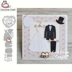 Metal Cutting Stencil Bride & Groom Dress Die For Card Decoration