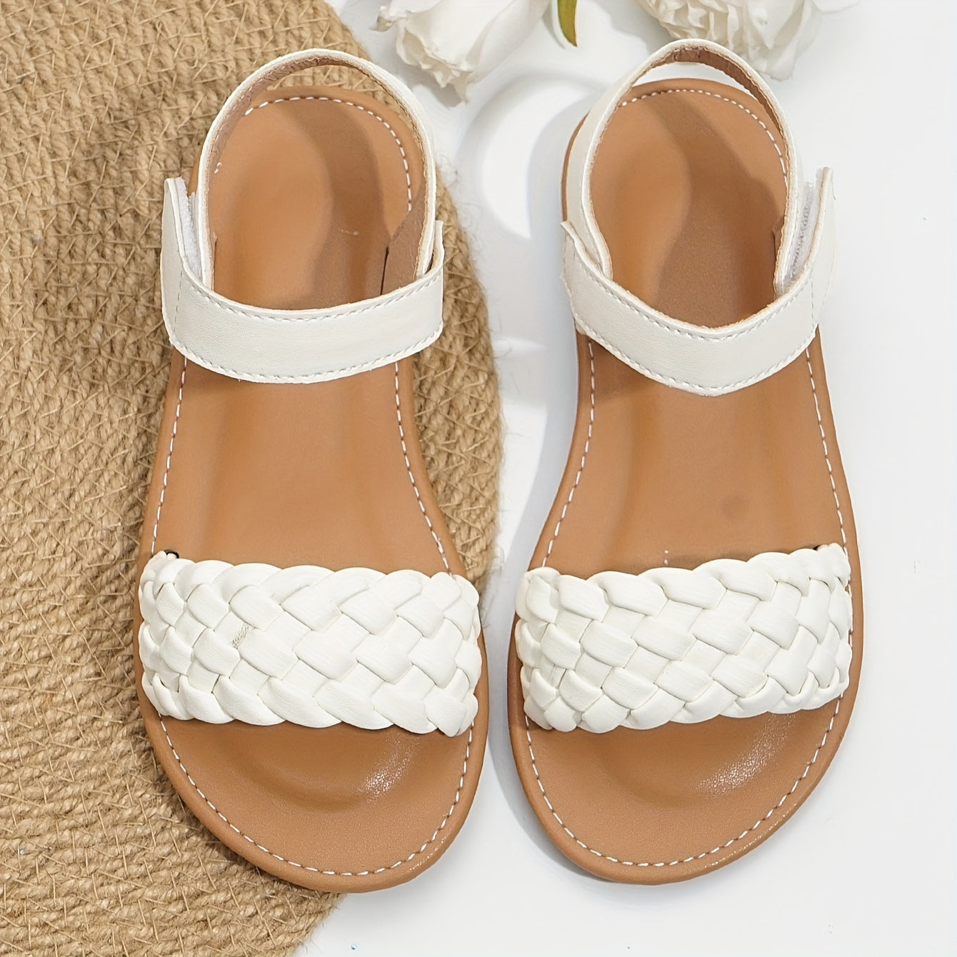 Girls' Casual Solid Open Toe Sandals Lightweight Breathable Beach Summer Sandals