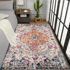 Bohemian Ornamental Carpet Area Rug Machine Washable Rugs Non Slip Backing