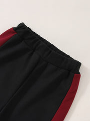 2pcs Baby Boys Splicing Pullover Sweatshirt & Pant Set