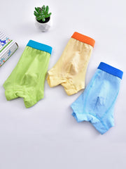 3pcs Boys Cotton Stripe Boxer Briefs Dinosaurs Print Elastic Waist Shorts
