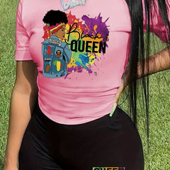 Cartoon Figure & Letter Print 2 Piece Set