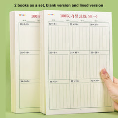 Math Workbook Set Addition Subtraction Vertical Math Exercise Book within 100