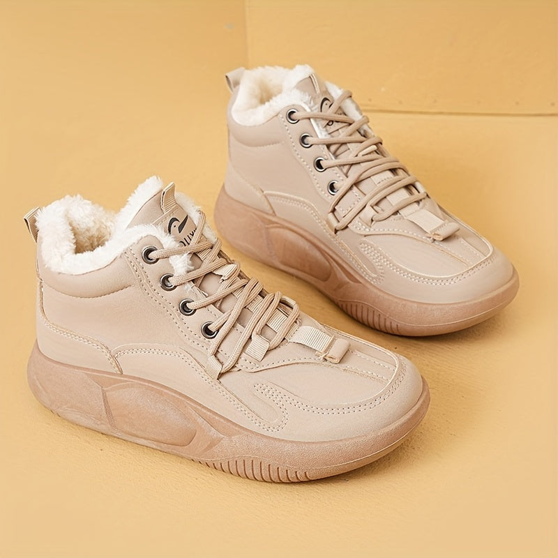 Women's Snow Boots Faux Fur Lining Thermal Winter Ankle High Shoes