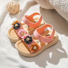 Girls Flowers Sandals Wear resistant Non Slip Comfy Beach Shoes Summer
