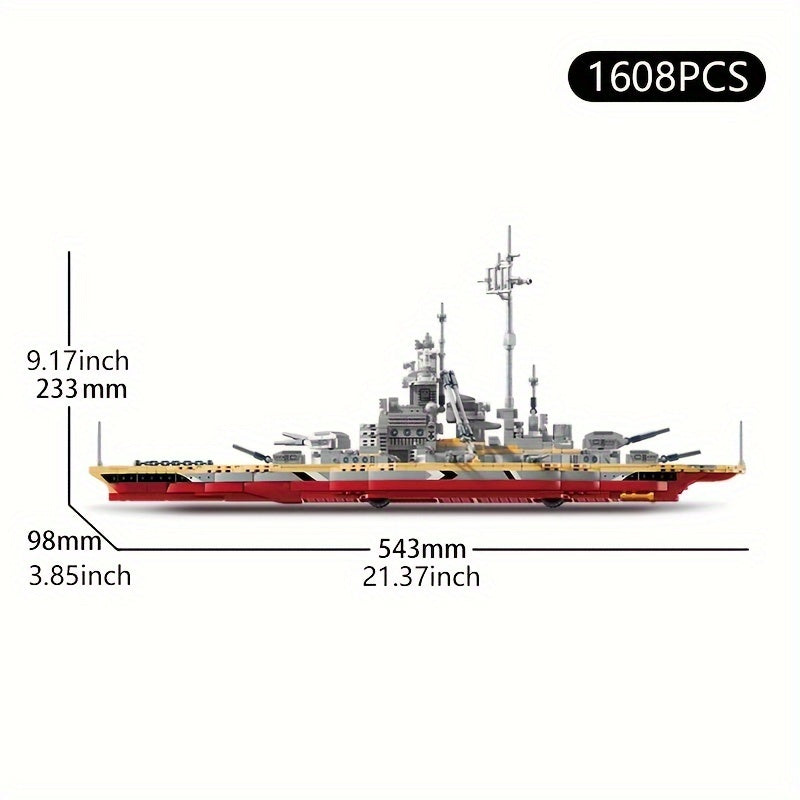 Battleship Building Blocks Military Boat Toy Carrier Assembly Set