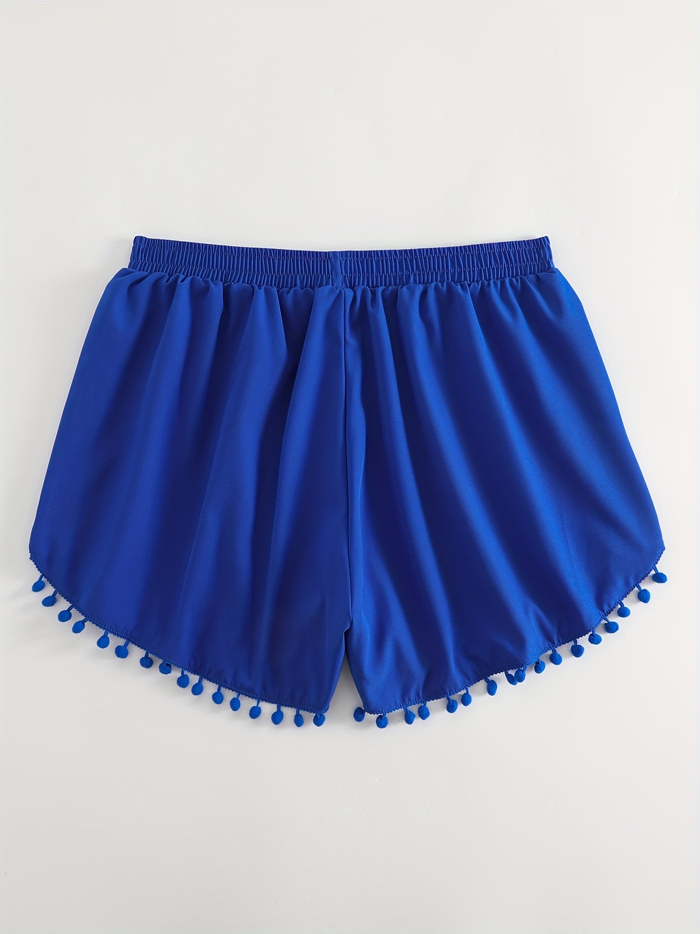Boho Shorts Pompom Trim Elastic Stretch Shorts