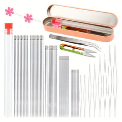 58pcs Beading Needles Set with Scissors and Tweezer in Bottle