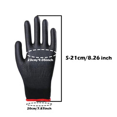12pairs Nylon PU Full Palm Coated Work Gloves Picking Gardening