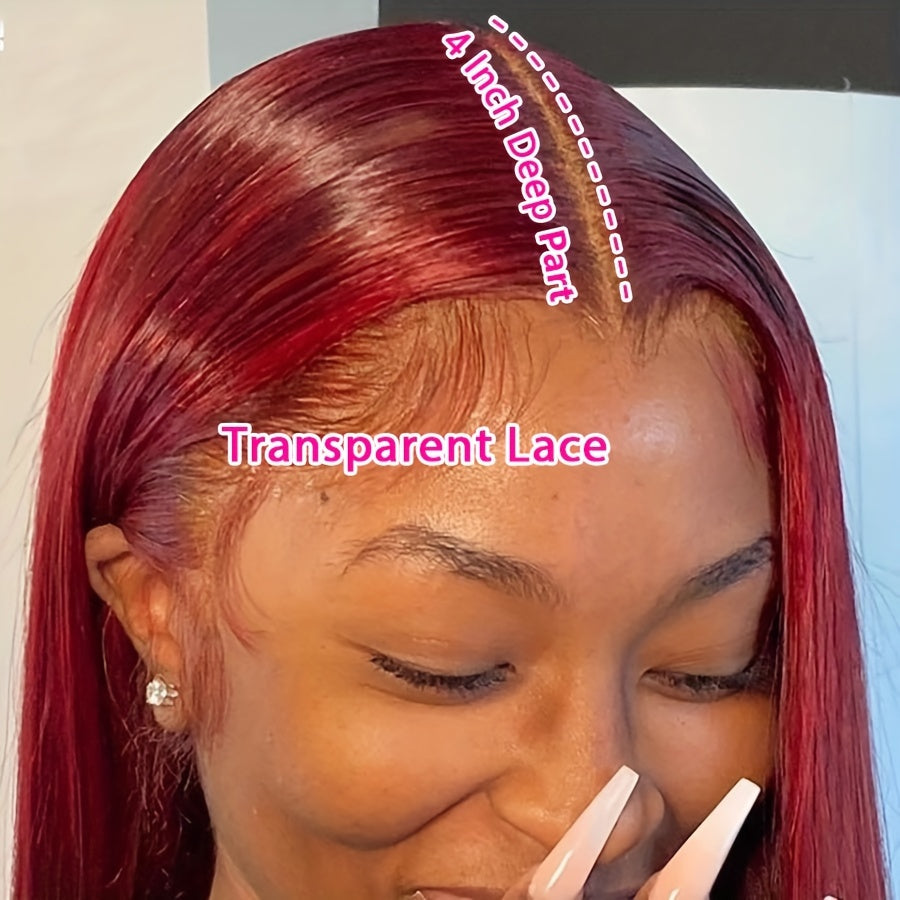 Burgundy 99J Straight Wig 13x4 HD Lace Front Human Hair Wigs 180