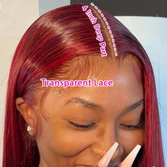 Burgundy 99J Straight Wig 13x4 HD Lace Front Human Hair Wigs 180