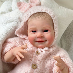 18" Reborn Doll Pink Knitted Sweater Soft Vinyl Body Hand-painted Hair Makeup