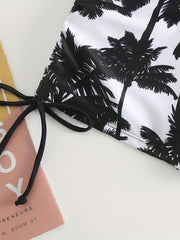 Coconut Tree Print Halter 2 Piece Bikini Set