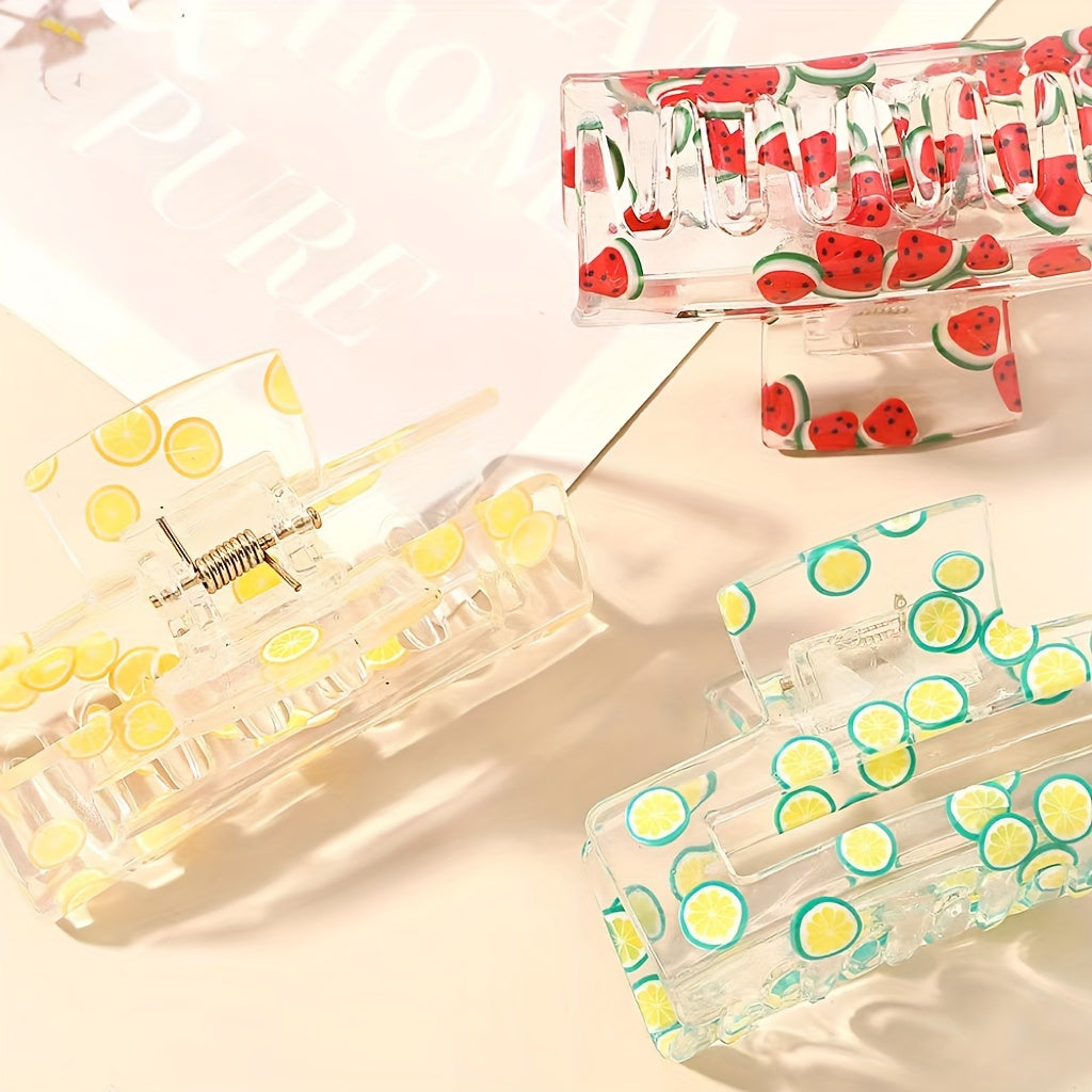 Colorful Fruits Pattern Hair Claw Clips