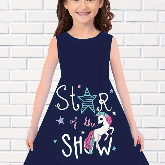 Girls 3D Unicorn & STAR OF THE SHOW Graphic Dress