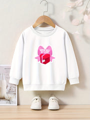 OERYUI Girls boys With All My Love Print Heart Graphic Sweatshirt Comfy Pullover