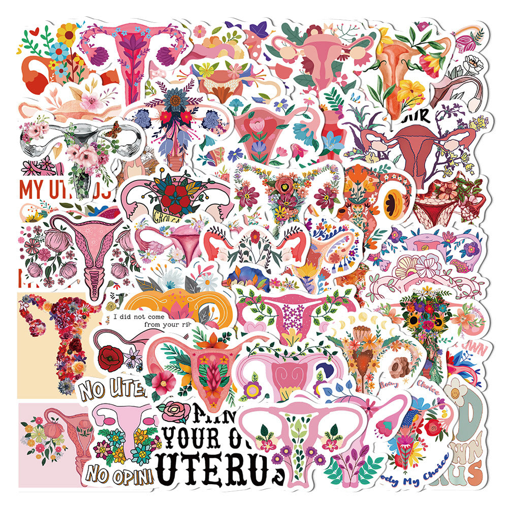 50pcs Uterus Flower Series Graffiti Sticker Motorcycle Laptop Cup Waterproof