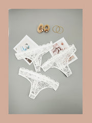 Sexy Lace Thongs with Scallop Trim, Set of 3