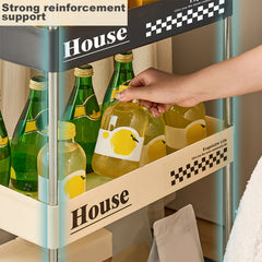 4 Shelf Storage Rack Rolling Utility Cart Movable Storage Book Shelves