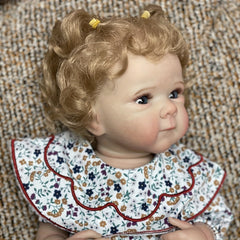 Lifelike Reborn Girl Doll with Rooted Hair & Floral Print Dress